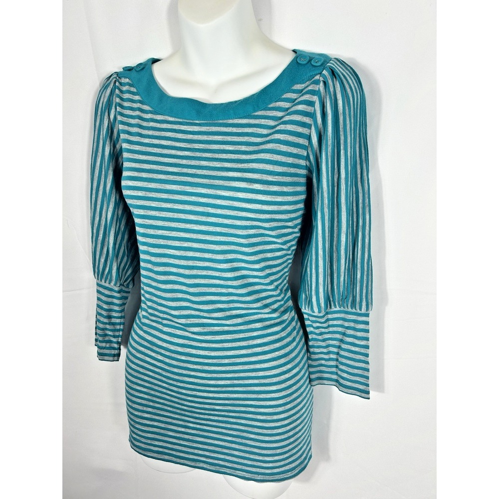 Hannah Striped‎ Knit Y2K Tunic Top Size M Preppy Fairy Grunge Alternative Indie - Picture 2 of 12